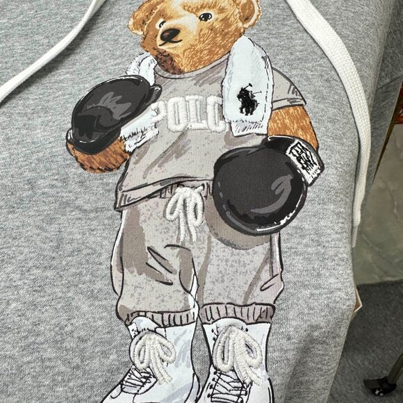 Polo Ralph Lauren Gray Hoodie withBear Design - Picture 3 of 6